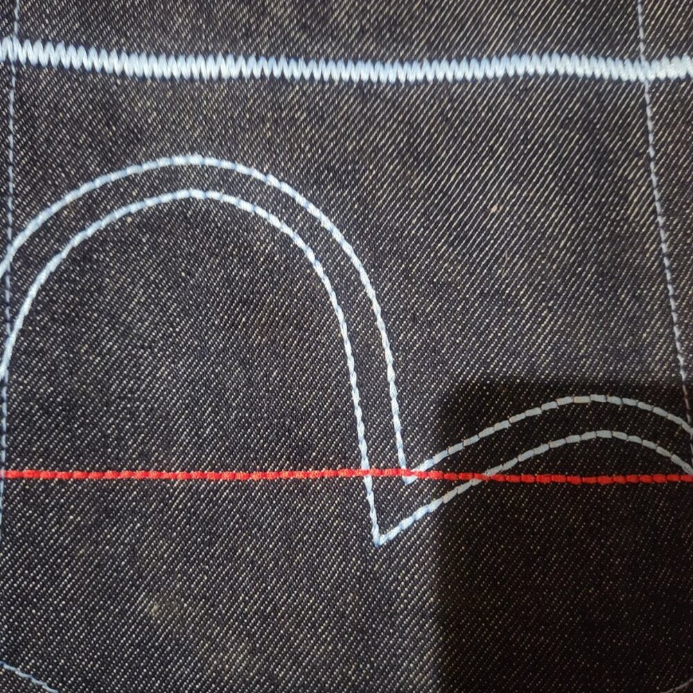 Vintage Qruel Jeans men's 36x32 Blue Dark Raw Red Stitching Baggy y2k - Picture 11 of 14